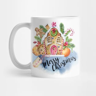 Watercolor Christmas Gingerbread house Mug